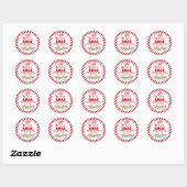 Sticker Rond Baies florales blanches rouges classiques (Feuille)