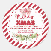 Sticker Rond Baies florales blanches rouges classiques (Devant)