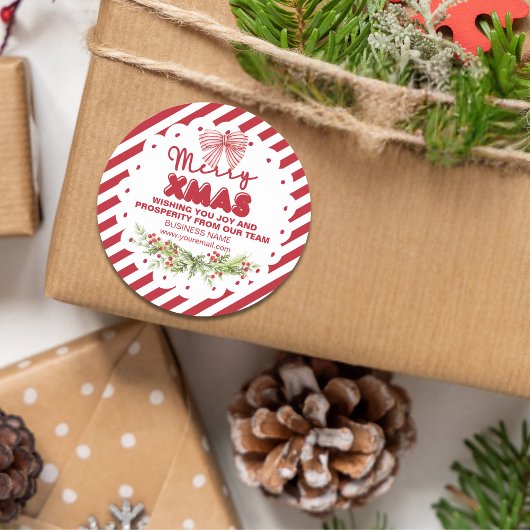 Sticker Rond Baies florales blanches rouges classiques