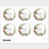 Sticker Rond Baies Rouges de Noël Épines de Pin Mariage (Feuille)