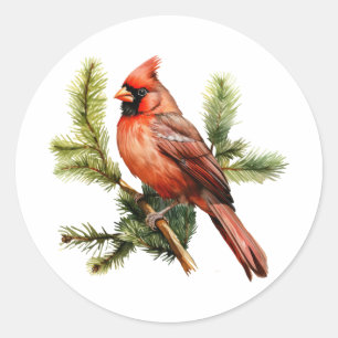 Sticker Rond Baies rouges vibrantes avec des feuilles vertes lu