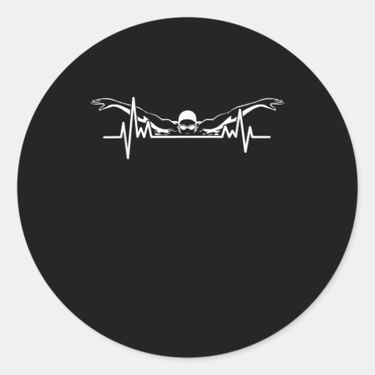 Sticker Rond Baignade Heartbeat Équipe Baignade Femmes Filles (Devant)