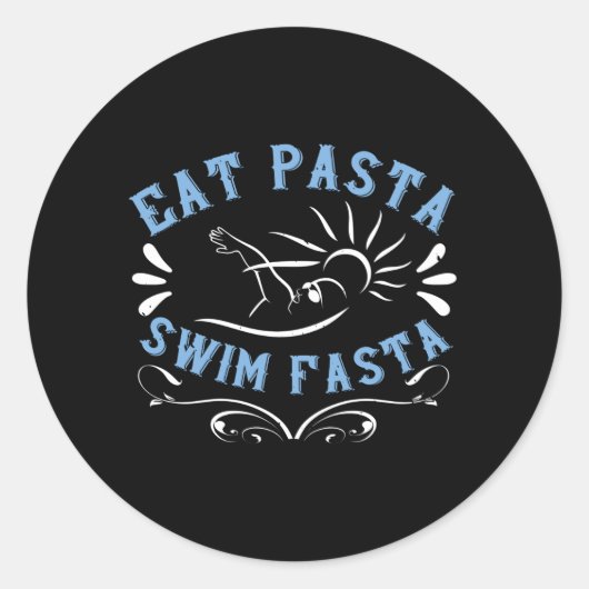 Sticker Rond Baignade - Manger Pasta nager Fasta (Devant)