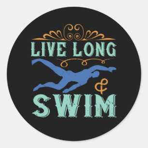 Sticker Rond Baignade - Vivre longue et nager