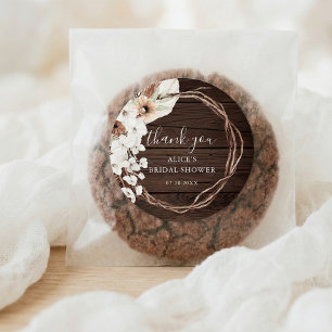 Sticker Rond Baigne de Fête Bohème Florale en Bois Rustique pou