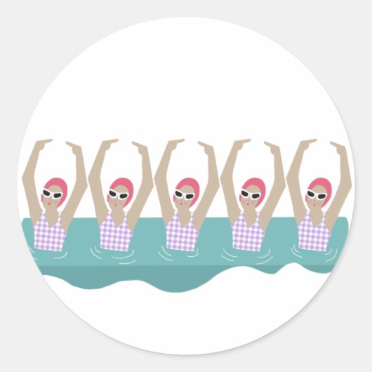 Sticker Rond Baigneurs artistiques | Illustration de natation a (Devant)