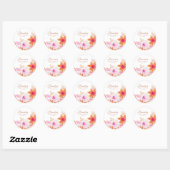 Sticker Rond Baigneuse aquarelle Fleurs roses orange Baby Showe (Feuille)