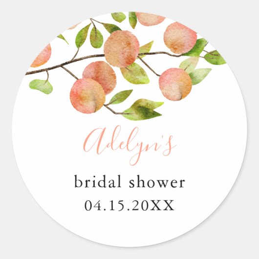 Sticker Rond Baigneuse de mariage aquarelle pêche (Devant)