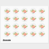 Sticker Rond Baigneuse de pêche et de verdure de mariage (Feuille)