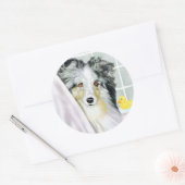 Sticker Rond Baignoire Merle Sheltie (Enveloppe)
