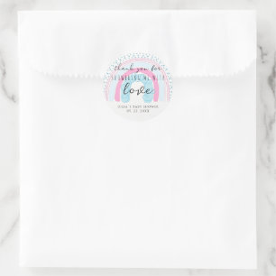Sticker Rond Bain Bohème avec amour Baby Shower Arc-en-Ciel