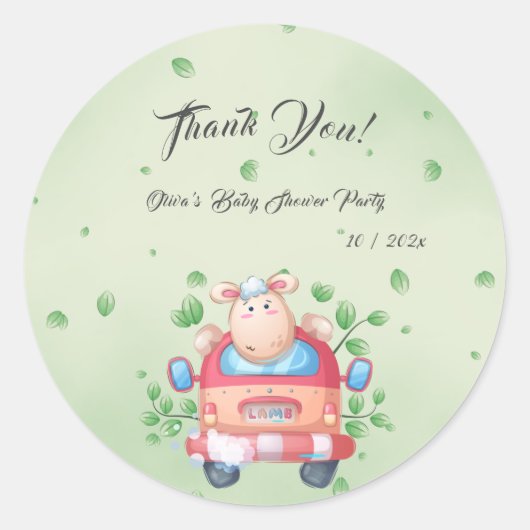 Sticker Rond Bain de bébé agneau mignon (Devant)