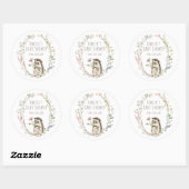 Sticker Rond Bain de bébé aquarelle hérisson bois rustique (Feuille)