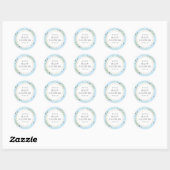 Sticker Rond Bain de bébé garçon bleu aquarelle feuillage vert (Feuille)
