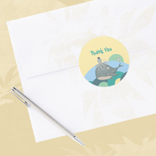 Sticker Rond Bain de bébé jaune baleine calmar nautique mignon