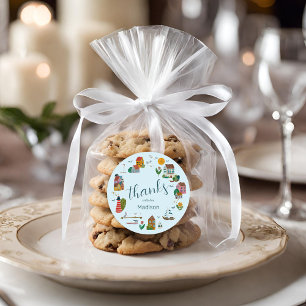 Sticker Rond Bain de bébé marin Garçon Village côtier