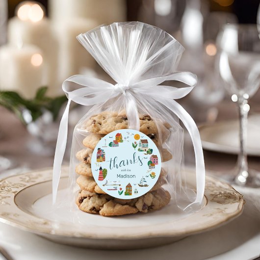 Sticker Rond Bain de bébé marin Garçon Village côtier