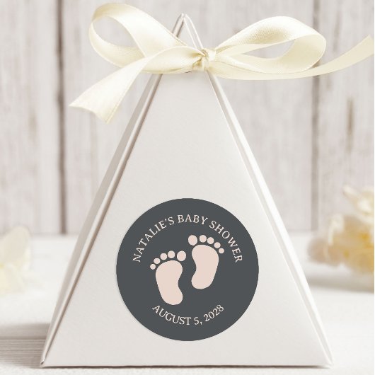 Sticker Rond Bain de bébé typographie boho gris rose