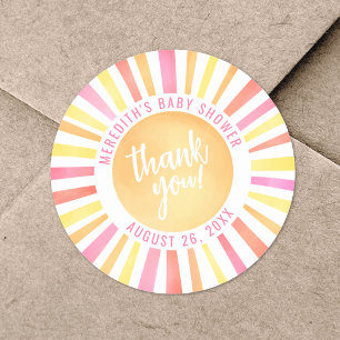 Sticker Rond Bain de soleil rose vif Baby Shower