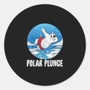 Sticker Rond Bain d'hiver Polar Plunge Ice Jump Polar Ours Bain
