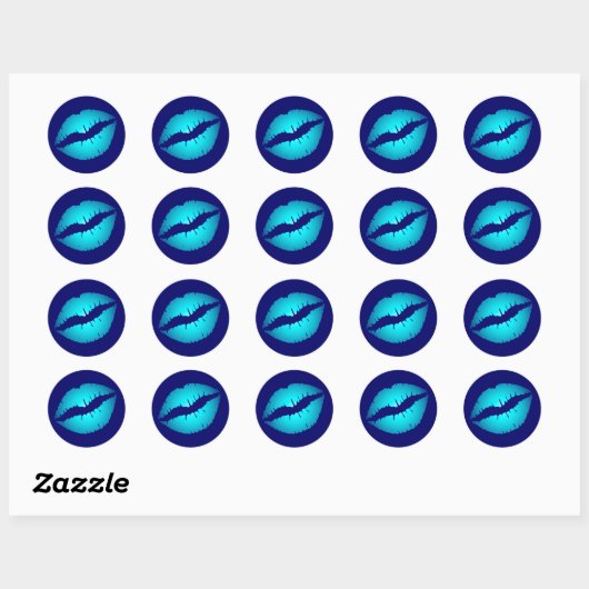 Sticker Rond Baiser bleu cool (Feuille)