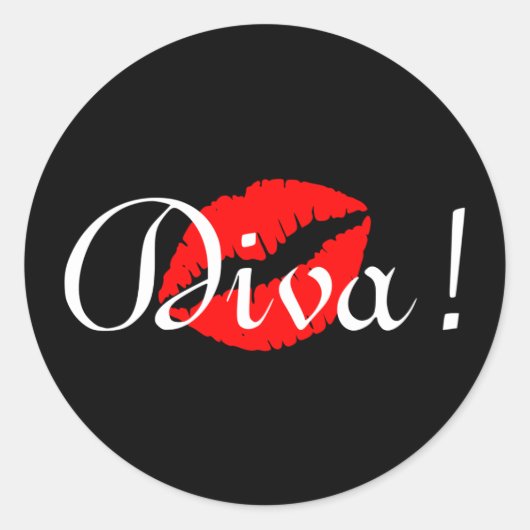 Sticker Rond Baiser de diva rouge (Devant)
