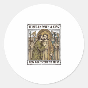 Sticker Rond Baiser de trahison biblique vintage