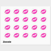 Sticker Rond Baiser en bâton de lèvre rose chaud (Feuille)