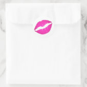 Sticker Rond Baiser en bâton de lèvre rose chaud (Sac)