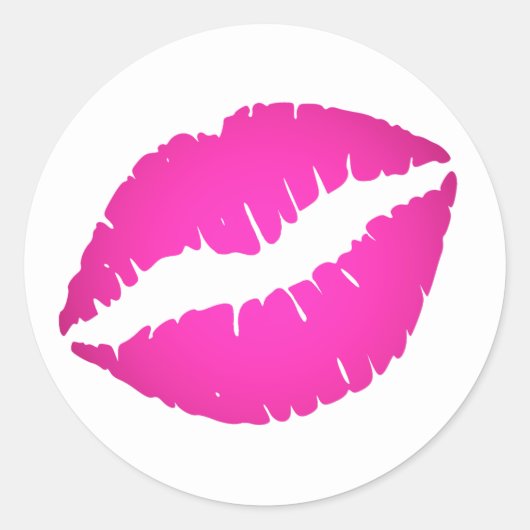 Sticker Rond Baiser en bâton de lèvre rose chaud (Devant)