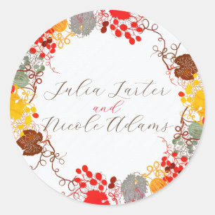 Sticker Rond Baiser Français Raisin Fleurs Mariage Baies Sucrée