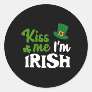 Sticker Rond Baiser Irlandais Bisous Je Suis Irlandais St Patri