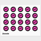Sticker Rond Baiser noir et rose chaud Ombre Lipstick (Feuille)