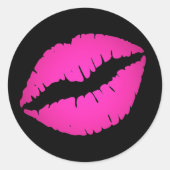 Sticker Rond Baiser noir et rose chaud Ombre Lipstick (Devant)