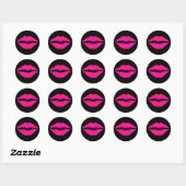 Sticker Rond Baiser Rose (Feuille)