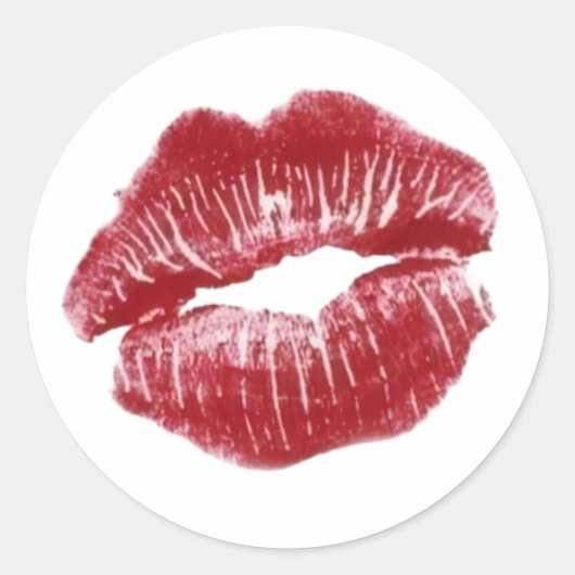 Sticker Rond Baiser Rouge – Une Expression Audacieuse d'Amour (Devant)