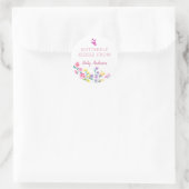 Sticker Rond Baisers à papillon rose Baby shower de printemps F (Sac)