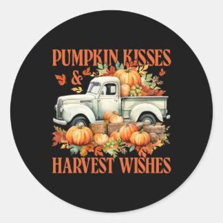 Sticker Rond Baisers citrouilles Et Favoris De Récolte Camion F