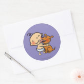 Sticker Rond Baisers de chiots pour le bébé (Enveloppe)