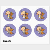 Sticker Rond Baisers de chiots pour le bébé (Feuille)