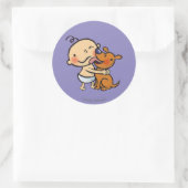 Sticker Rond Baisers de chiots pour le bébé (Sac)