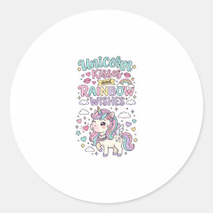 Sticker Rond Baisers de licorne et souhaits d'arc-en-ciel Raisi