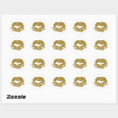 Sticker Rond Baisers Gold Parties scintillant (Feuille)