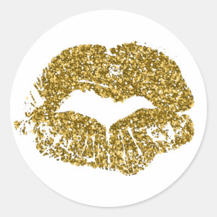 Sticker Rond Baisers Gold Parties scintillant