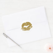 Sticker Rond Baisers Gold Parties scintillant (Enveloppe)