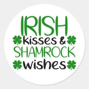 Sticker Rond Baisers irlandais et souhaits Shamrocks ☘️ 💚