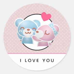 Sticker Rond Baising Bears Motif sur Pois