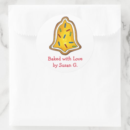 Sticker Rond Baked with Love Bell Christmas Sugar Cookie (Sac)