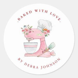 Sticker Rond Baked with Love Cake Mixer Baking 