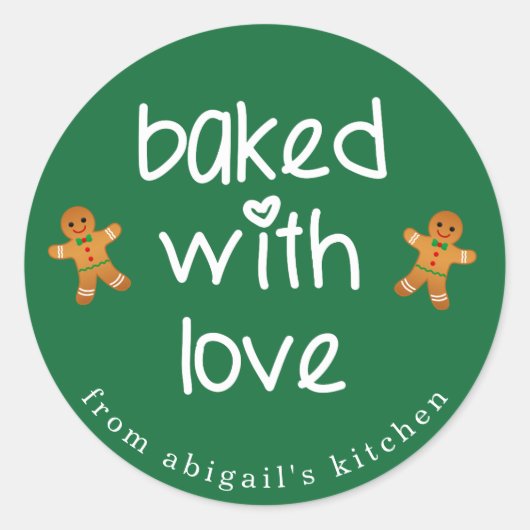 Sticker Rond Baked with Love - Gingerbread Hommes Noël (Devant)